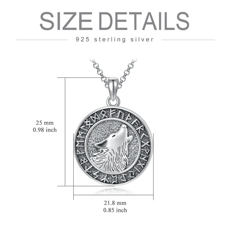 Viking Wolf Necklace Viking Jewelry Viking Runes Coin Wolf Pendant for Men Women - Image 3